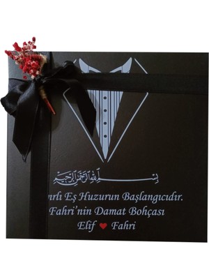 Mynil Damat Bohçası Çikolatası Madlen Çikolata Kutusu 32'li Isme Özel Besmele (Pelit Valonia)