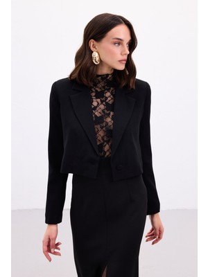 Sateen Luna Kısa Ceket - Siyah