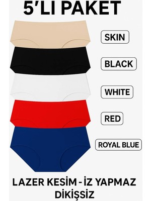 Adeniz 5’li Paket Extra Yüksek Bel Lazer Kesim Bikini Külot –ız Yapmaz,dikişsiz,esnek,yumuşak(Rahat Kalıp)