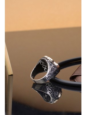 925 Ayar Orijinal Gümüş Hasbinallah Yazılı Şık Erkek Yüzük