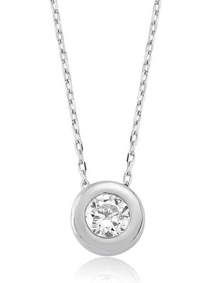 Gümüş Tek Taşlı Bayan Kolye