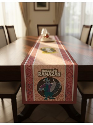 Ramazan Ayı Motifli Dijital Baskılı Runner Masa Örtüsü 40X140 cm