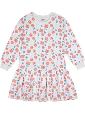 Antebies Organik Beyaz Uzun Kollu Kız Çocuk Elbise