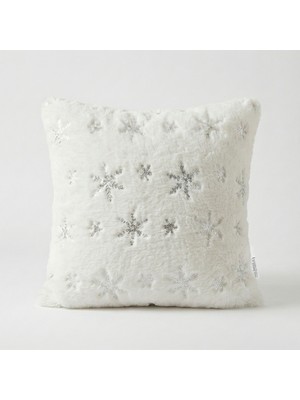 Molinella 4'lü Peluş Kar Tanesi Desenli Kırlent Kılıfı – Dekoratif Ev Tekstili 45X45 cm