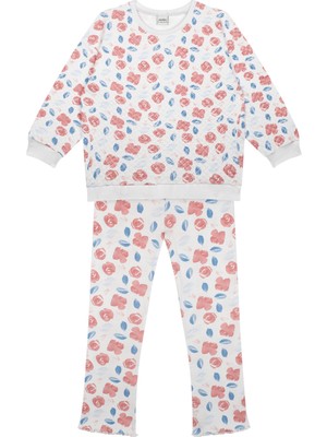 Antebies Organik Beyaz Kız Çocuk Sweatshirt Tayt Takımı