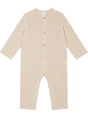 Antebies Krem Triko Uzun Kollu Bebek Patiksiz Tulum