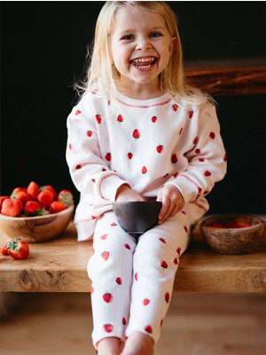 Antebies Organik Pembe Kız Bebek Sweatshirt Tayt Takımı