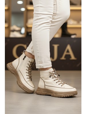 Guja Bej Fermuarlı Içi Polarlı Kadın Bot 26K310-13 Z