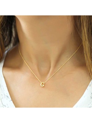 Gümüş Gold 3 Boyutlu G Harf Bayan Kolye