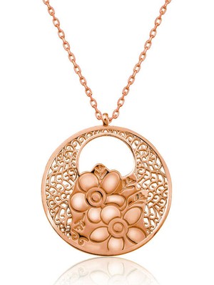 Gümüş Rose Yaşam Çiçeği Kolye