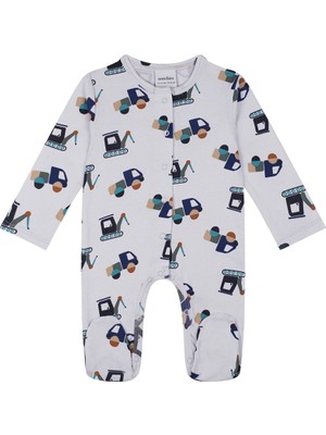 Antebies Organik Gri Kamyon Çıtçıtlı Uzun Kollu Erkek Bebek Tulum