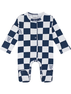 Antebies Organik Lacivert Uzun Kollu Erkek Bebek Patikli Tulum