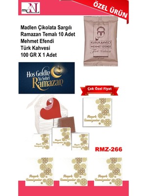 Mynil Madlen Çikolata Sargılı Ramazan Temalı 10 Adet - Mehmet Efendi Türk Kahvesi 100 gr x 1 Adet