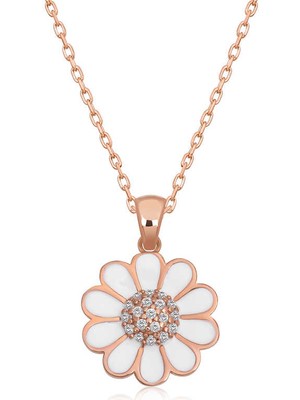 Gümüş Rose Papatya Kadın Kolye