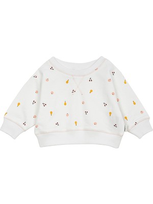 Antebies Organik Beyaz Kız Bebek Sweatshirt
