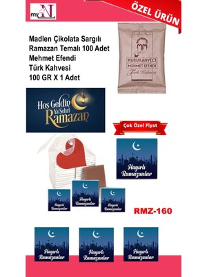 Mynil Madlen Çikolata Sargılı Ramazan Temalı 50 Adet - Mehmet Efendi Türk Kahvesi 100 gr x 1 Adet