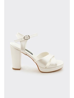 Derinet Bilekten Bantlı Platformlu Kadın Abiye Ayakkabı