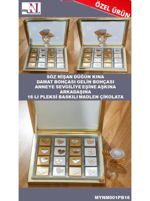 Mynil Söz Nişan Düğün Kına Anneye Aşkına 16 Lı Pleksi Baskılı Madlen Çikolata Hediyeli