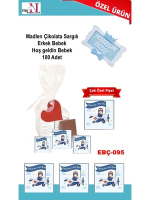 Mynil Madlen Çikolata Sargılı Erkek Bebek Hoş Geldin Bebek 100 Adet