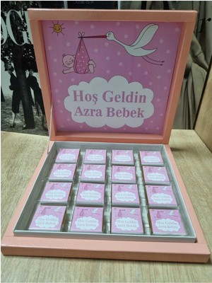 Mynil Isme Özel Hoş Geldin Kız Bebek Çikolatası, Doğum Günü ,48 Adet