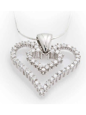 Gümüş Kalpli Bayan Kolye