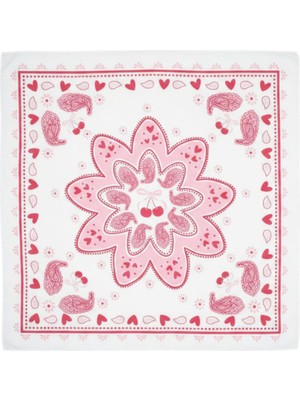 Pembe Kalp Fular Bandana Estascarf 48X48 cm