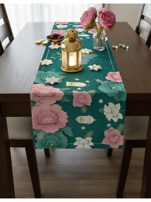 Ramazan Ayı Motifli Dijital Baskılı Runner Masa Örtüsü 40X140 cm