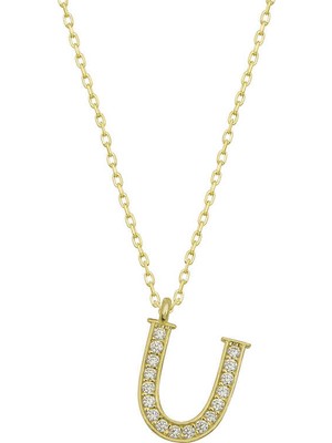 Gümüş Gold U Harfi Kadın Kolye