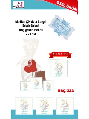 Mynil Madlen Çikolata Sargılı Erkek Bebek Hoş Geldin Bebek 25 Adet
