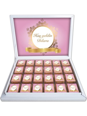 Mynil Hoşgeldin Bebeğim Yenidoğan Bebek Hediyesi Isimli Çikolata Pembe Gold