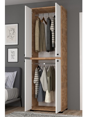 Mobilique Bükreş No.1 Çok Amaçlı 2 Askılı Dolap Çam-Beyaz