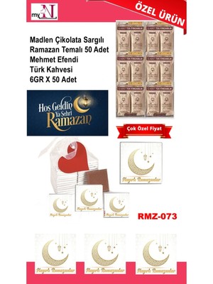 Mynil Madlen Çikolata Sargılı Ramazan Temalı 50 Adet - Mehmet Efendi Türk Kahvesi 6gr x 50 Adet