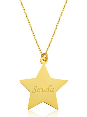 Gümüş Gold Kişiye Özel Isimli Yıldız Kolye