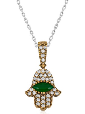 Gümüş Fatma Eli Otantik Bayan Kolye