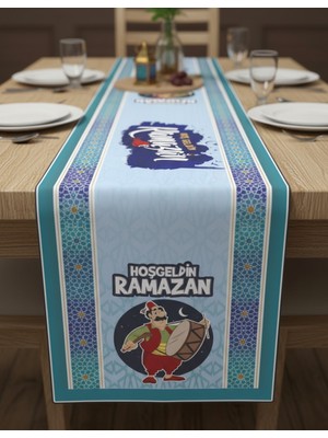 Ramazan Ayı Motifli Dijital Baskılı Runner Masa Örtüsü 40X140 cm