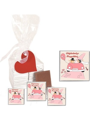 Mynil Madlen Çikolata Sargılı Düğünümüze Hoşgeldiniz Marka 70 Adet Jelatin Poşetli Kalpli Etiketli