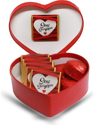 Mynil Kırmızı Kalpli Kutu ve Seni Seviyorum Çikolataları