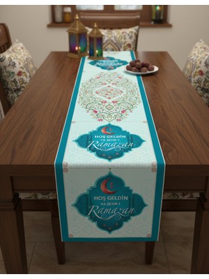 Ramazan Ayı Motifli Dijital Baskılı Runner Masa Örtüsü 40X140 cm