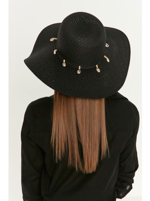 Remsa Mayo Hasır Şapka Deniz Kabuklu Siyah Rş-01