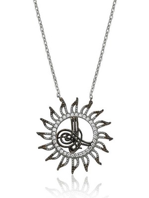 Gümüş Tuğralı Güneş Bayan Kolye