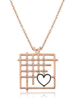 Gümüş Rose Parmaklıklar Arasındaki Aşk Kolye