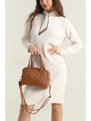 Clodi Kadın Taba Saten Kapitone Omuz Çantası - Şık El ve Kol Çantası - Günlük Askılı Çanta