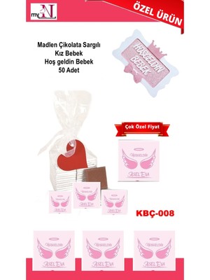 Mynil Madlen Çikolata Sargılı Kız Bebek Hoş Geldin Bebek 50 Adet