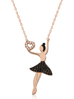 Gümüş Kalp Tutan Balerin Bayan Kolye