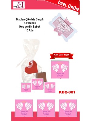 Mynil Madlen Çikolata Sargılı Kız Bebek Hoş Geldin Bebek 10 Adet