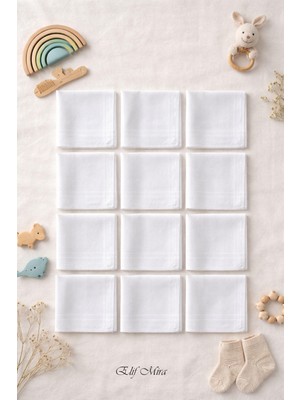 Hepsine Rakip 12 Adet Pamuklu Ekonomik Paket Çok Amaçlı Beyaz Kare Mendil 28X28 cm