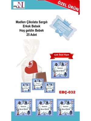 Mynil Madlen Çikolata Sargılı Erkek Bebek Hoş Geldin Bebek 25 Adet