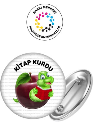 Kitap Kurdu Öğrenci Rozet 5 Adet