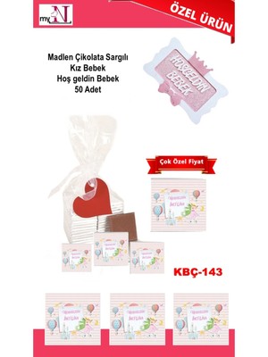 Mynil Madlen Çikolata Sargılı Kız Bebek Hoş Geldin Bebek 50 Adet