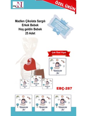 Mynil Madlen Çikolata Sargılı Erkek Bebek Hoş Geldin Bebek 25 Adet